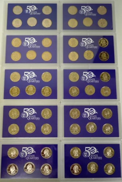 1999 - 2008-S Clad Quarter Proof Sets - Complete Run - No Boxes or COA's 2