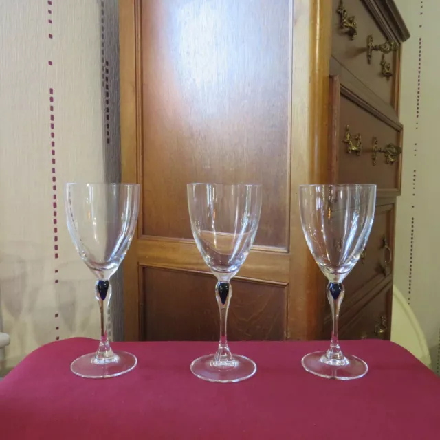 3 Vasos de Agua De cristal d arques Modelo Zafiro Azul H 19,5 CM