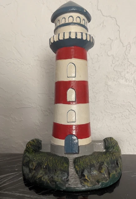 Vintage Huge Cast Iron Lighthouse Door Stop 12.25" H X 10” W All Original Paint