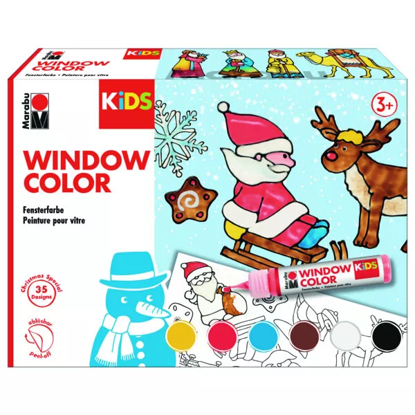 MARABU KiDS Window Color Set Fenster Malfarben Weihnachten Kinder Christmas 6tlg