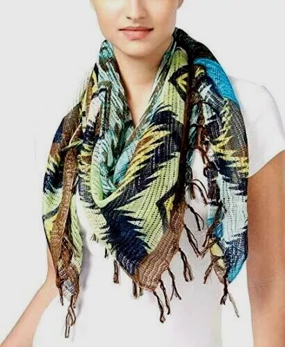 (NWT) Collection XIIX Women's Aztec Square Scarf Chopped Dill ONE SIZE