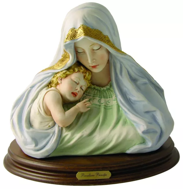 Buste Madonna Avec Jésus Enfant en Porcelaine Capodimonte Signé Carter Neuf