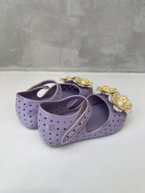 Mini Melissa Mini Furadinha XII Mary Jane Flat Size US 6 Purple Sandal Girls 3