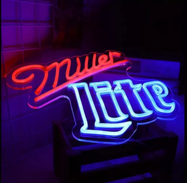 Miller Lite Neon Sign Light Lamp Beer Bar Decor Wall LED Man Cave Miller Lite 2