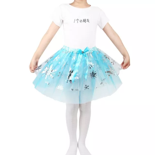 Toddler Kid Girl Ballet Dance Bowknot Mini Tutu Skirt Glitter Metallic Snowflake