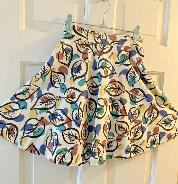 Vintage Girl's Circle Skirt Child's 1950s Leaf Cotton Print
