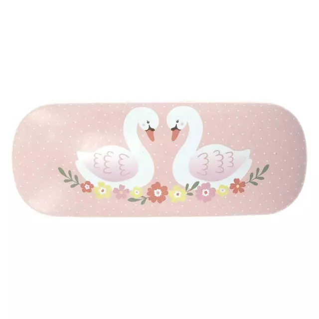 Sass & Belle Freya Swan Pastel Pink Hard Glasses Case & Cloth Specs Storage