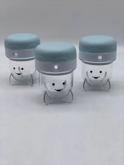 Nutribullet Baby Blender Replacement Cup Screw Top Date Dial Light Blue Set of 3