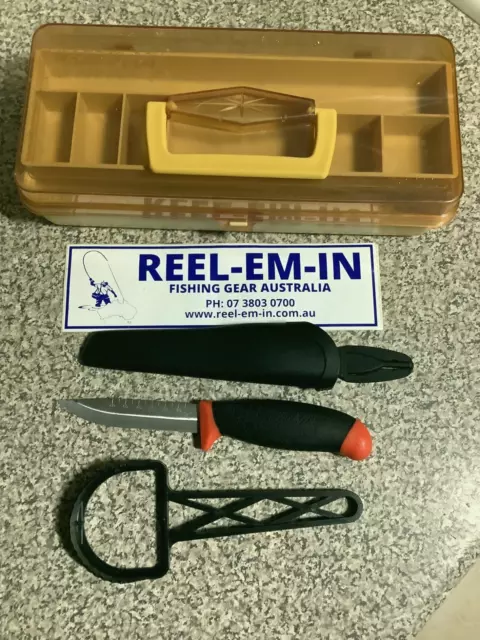 8.5” BAIT KNIFE &sheath & plastic Scaler 1 tray tackle box 40cm
