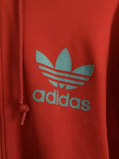 Adidas Originals Red Blue Track Suit Hooded Top Retro Size Small See Photos Rare 2