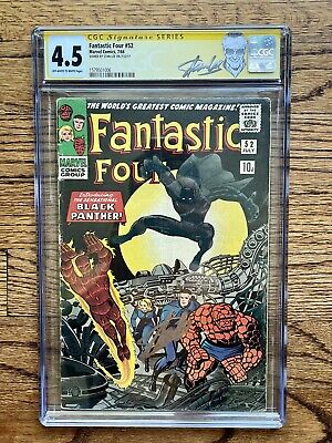 Fantastic Four #52 1966 CGC SS 4.5 Pence 1st App Black Panther! Signed Stan Lee