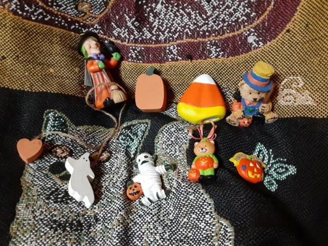 Vintage Lot Halloween Decorations Folk Art Ghost Mummy Witch JOL 8 Items Neat