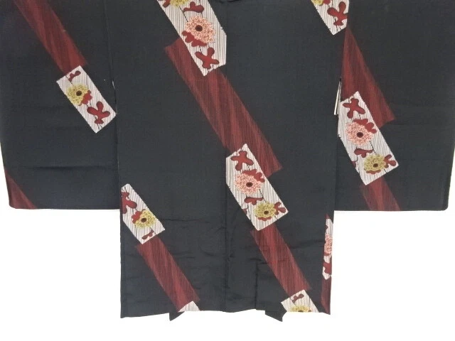 39341# Japanese Kimono / Antique Haori / Woven Shikishi Pattern & Flowers