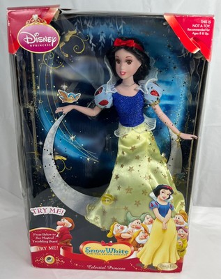 New DISNEY Porcelain CELESTIAL Princess SNOW WHITE Doll Brass Key Keepsakes BOX