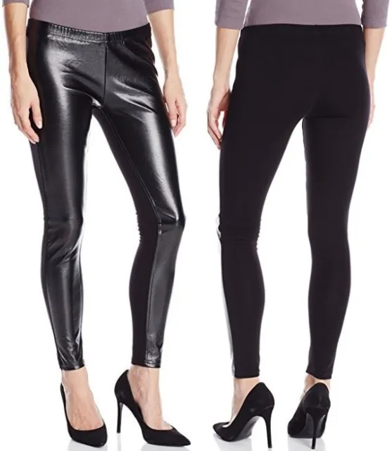 Jessica Simpson Black Front Panel Faux Leather/Ponte Back Cut & Sew Legging $32