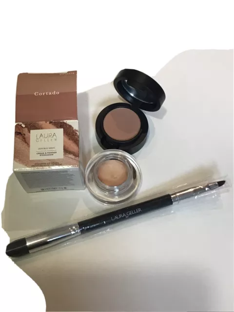 Laura Geller Double Shot Cream Powder & Eyeshadow Cortado And Eyeshadow Brush