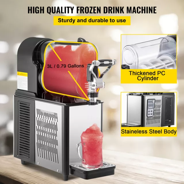 VEVOR Commercial Frozen Drink Slush Machine Margarita Maker 0.79 Gal Single Tank 3