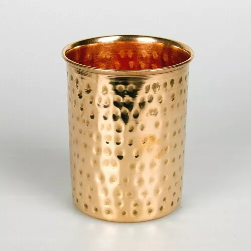 100% Pure Copper Drinking Tumbler Glass Hammered Cup Mug 300 ml Ayurveda Health