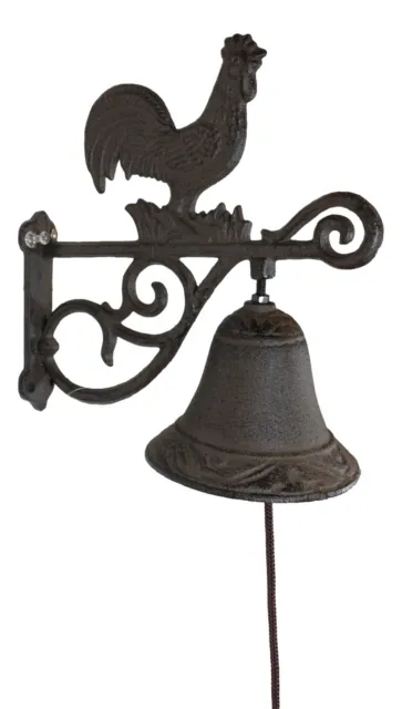 Cast Iron Rustic Western Farmhouse Rooster Chicken Door Wall Dinner Yard Bell