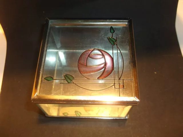 Small Glass Crm Style  Trinket Box-Nice 3