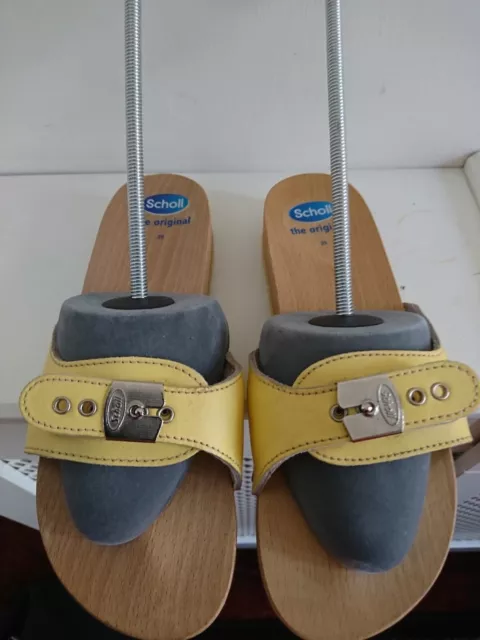 VINTAGE DR SCHOLL'S Original Wooden Exercise Clog Sandals Slides Size 6 ...