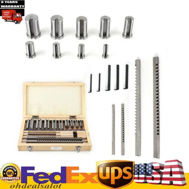 18Pcs Keyway Broach Kit 1/8 3/16 1/4 3/8" HSS CNC Metalworking Cut Tool Set