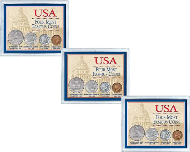 USA Four Most Famous Coins | Package of Three Collections | Genuine Coin Set Buf
