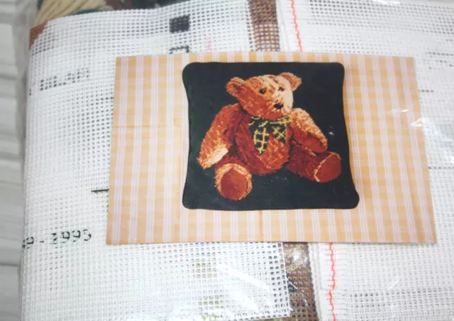 Vintage Luxury Needlepoint Cushion Front Teddy Bear Tapestry Needlepoint Kit New
