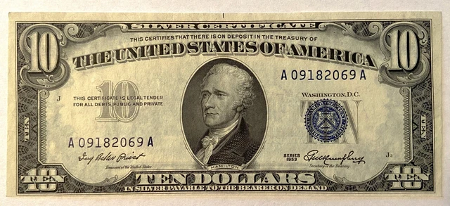 Fr 1706 1953 $10 Ten Dollars Silver Certificate Currency Note Uncirculated