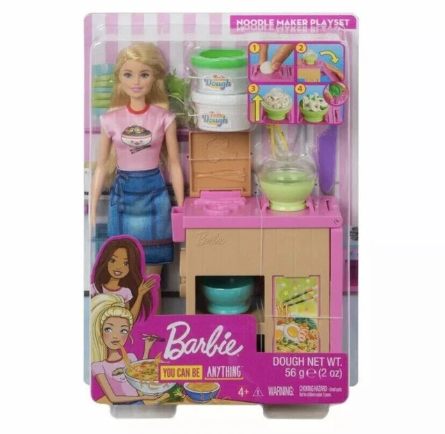 Barbie GHK43 You Can Be Anything Noodle Maker Doll, Dough Playset & Accessories 