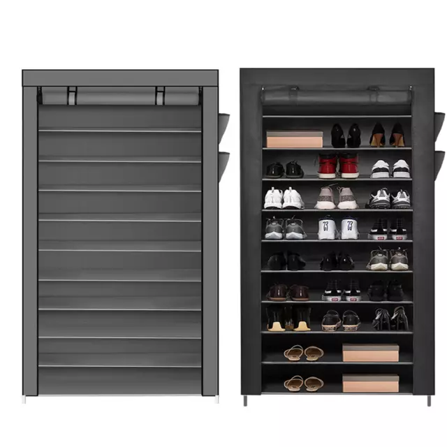 JOYHUT 10 Tier Shoe Rack Cabinet Portable Storage Cover Shelf Organiser 50 Pairs