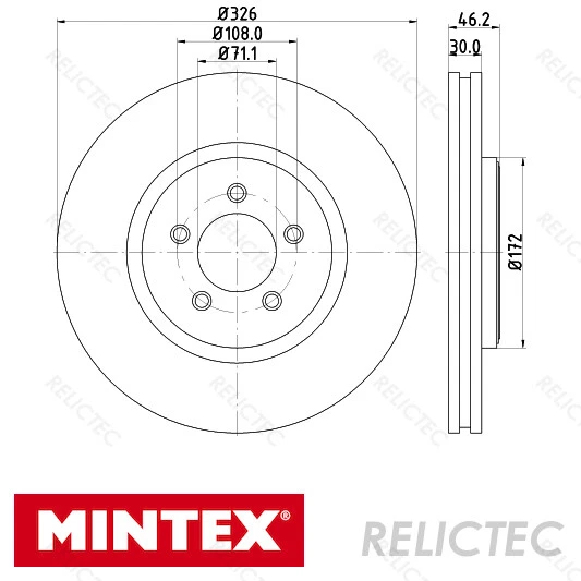 FRONT BRAKE DISC Jaguar DaimlerXF,XK,XJ,STYPE C2C25336 £77.29