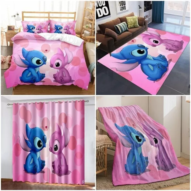 Lilo Stitch Bettwäsche Duvet Cover Bedding Set Flannel Blanket Curtain Carpet