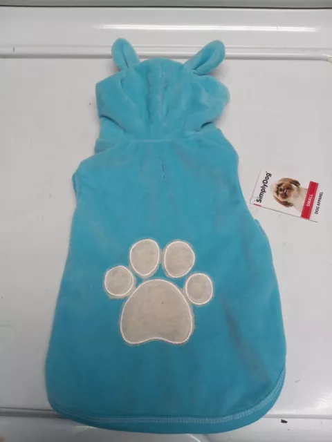 Simply Dog Small Blue Fuzzy Oozy Ears Paw Hoodie NEW