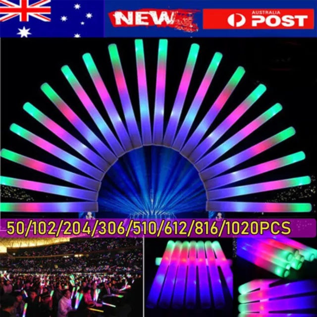 50-1020x Flashing Foam Glow Sticks Bulk LED Glow Sticks Light Stick Rave Party