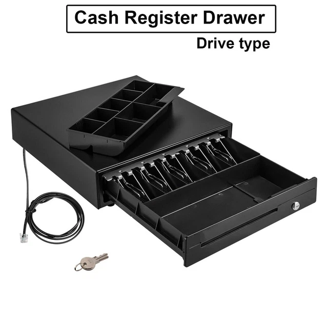 16" Cash Register Drawer POS System 5 Bill 8 Coin 3 Unlocking Ways for Bar Shop