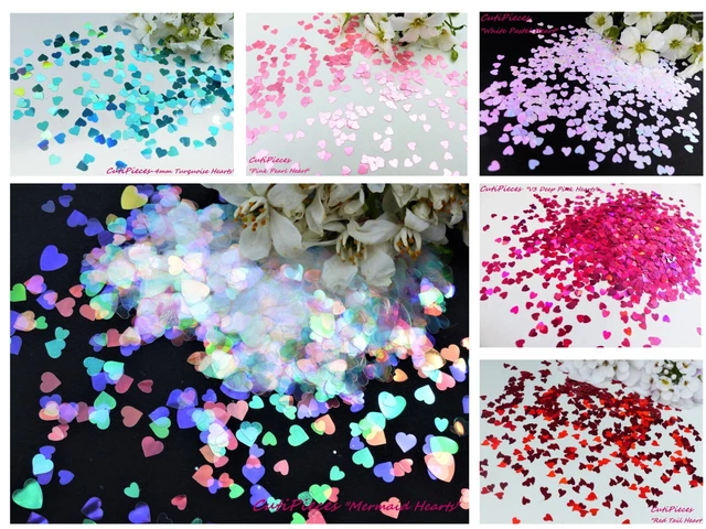 5g Bolso de brillo arte en uñas San Valentín corazones holográfico iridiscente formas de abrazo