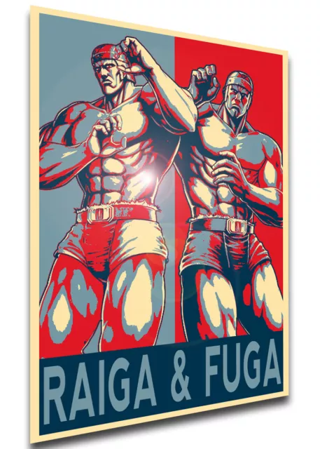 Poster Propaganda - Fist of the North Star - Hokuto No Ken - Raiga & Fuga