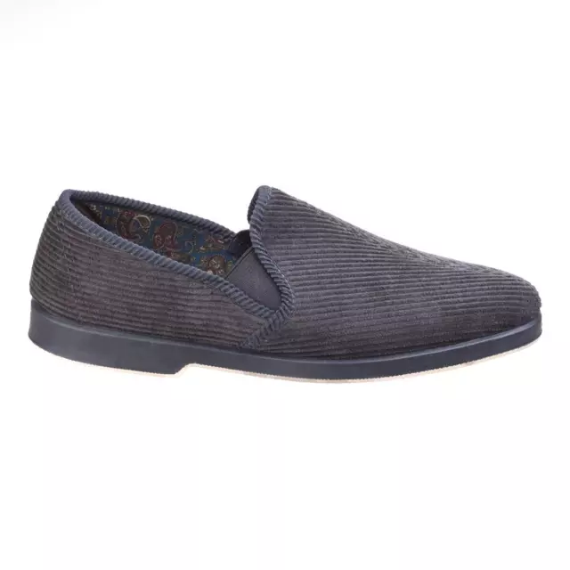 GBS Mens Slipper Grey Twin Gusset Slip On Exeter Size UK 6,7,8,9,10,11,12,13