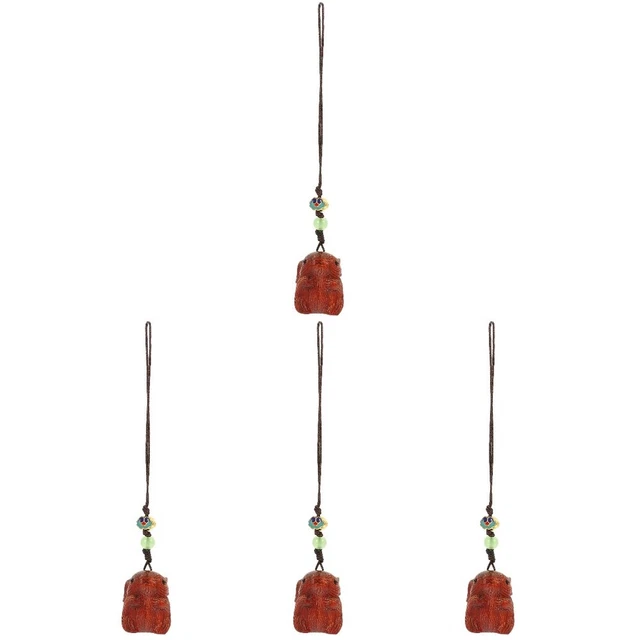 4pcs car hanging keychain en bois de lapin en bois Keychain Pendant sa