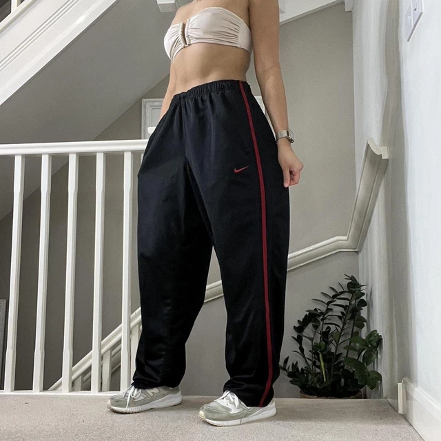 Pantaloni della tuta Nike vintage anni '90 neri a righe rosse oversize larghi pantaloni da track XXL