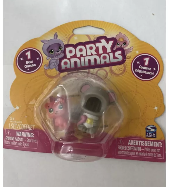 NEW PARTY ANIMALS TOY 1 PINK BEAR & 1 PANDA COSTUME 2010 Spin Master