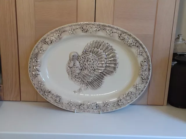 Vintage Secla Ceramic Large Turkey Serving Plate 13 3/4" x 18"  Made in Portugal