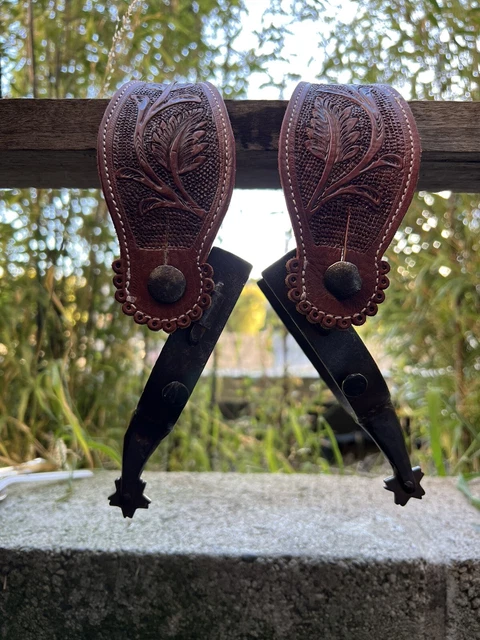 Vintage Western Cowboy Boot Spurs and Leather Straps