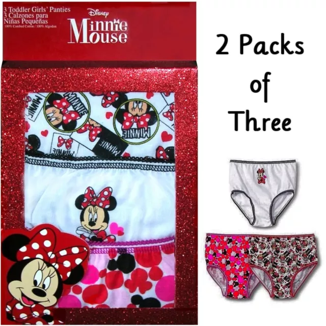 DISNEY MINNIE MOUSE 6pr 2T/3T Girls Panties 2 Packs of Three Red