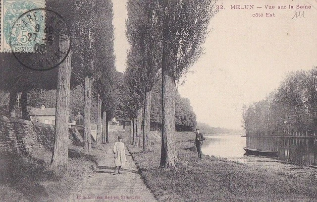 CPA 77 BRIE Seine & Marne Env. Fontainebleau MELUN Vue s/la Seine côté Est 1908