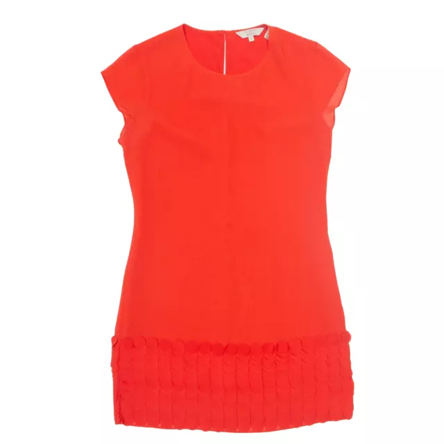 TED BAKER Frill Oversized Shift Dress Red Short Sleeve Short Womens UK 10