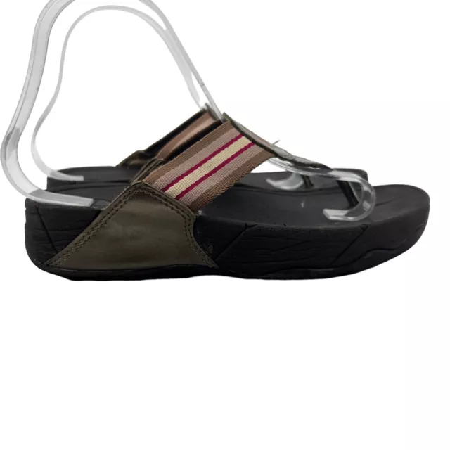 FitFlop Walkstar Sandals Womens 6 Bronze Slip On Thong Low Platform Flip Flop