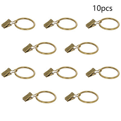 3.5x32mm Curtain Pole Rod Rings Hooks With Eyes Clips Decorative Iron Bronze