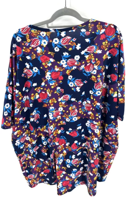 Lularoe Irma Tunic Top Sz 2XL High Low Shirt Colorful Floral Purple Red NEW 2